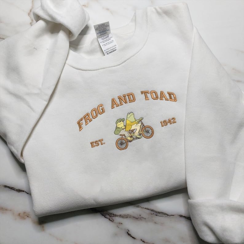 Embroidered Frog and Toad Est 1942 T-Shirt, Sweatshirt, Hoodie, Vintage Classic Book Shirt, Retro Frog Shirt, Bookworm Embroidered Gift For Her3