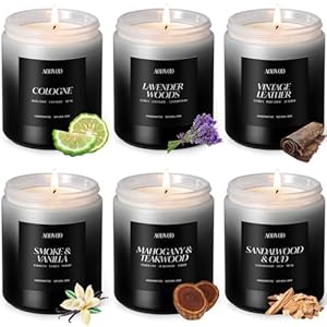 AOOVOO Scented Candles Set – 6 Pack Men Candles for Home Scented, 42 oz Soy Wax, 300 Hour Long Lasting Candle, Soy Candle Gifts Set for Men, Birthday, Valentine, Christmas, Anniversary Present