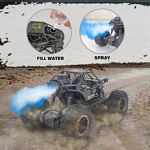 Image of Wembley Remote Control Big Size Rock Crawler Car for Kids - Off-Road RC Monster Truck with Water Mist Smoke Effect, 2WD High Speed, 45 Climbing Toy Car - Black