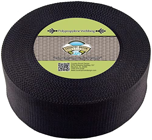 Country Brook Design - 3 Inch Black Heavy Polypropylene (Polypro) Webbing, 5 Yards