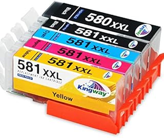 KINGWAY 580 581 XXL Ink Cartridges for Canon PGI-580 CLI-581 PGI-580XL CLI-581XL Ink for Canon Pixma TR8550 TR7550 TS705 TS6150 TS6151 TS6250 TS6251 TS6350 TS8350 TS8351 TS8352 TS9550 printer