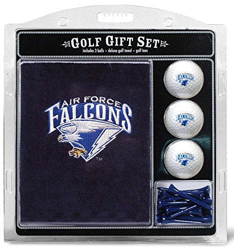 Team Golf NCAA Air Force Falcons Gift Set: Embroidered Golf Towel, 3 Golf Balls, and 14 Golf Tees 2-3/4" Regulation, Tri-Fold Towel 16" x 22" & 100% Cotton