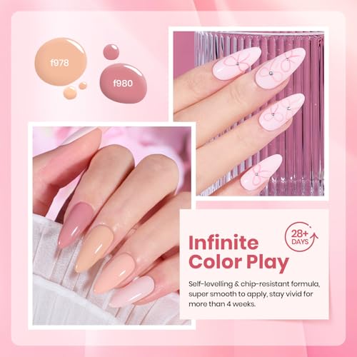 Image of Beetles Nude Pink Gel Polish - Vanilla Cloud Collection, 6 Colors Nude Pink gel polish Set Light Colors Soak Off Nail Art Manicure Salon Uv Led DIY at Home