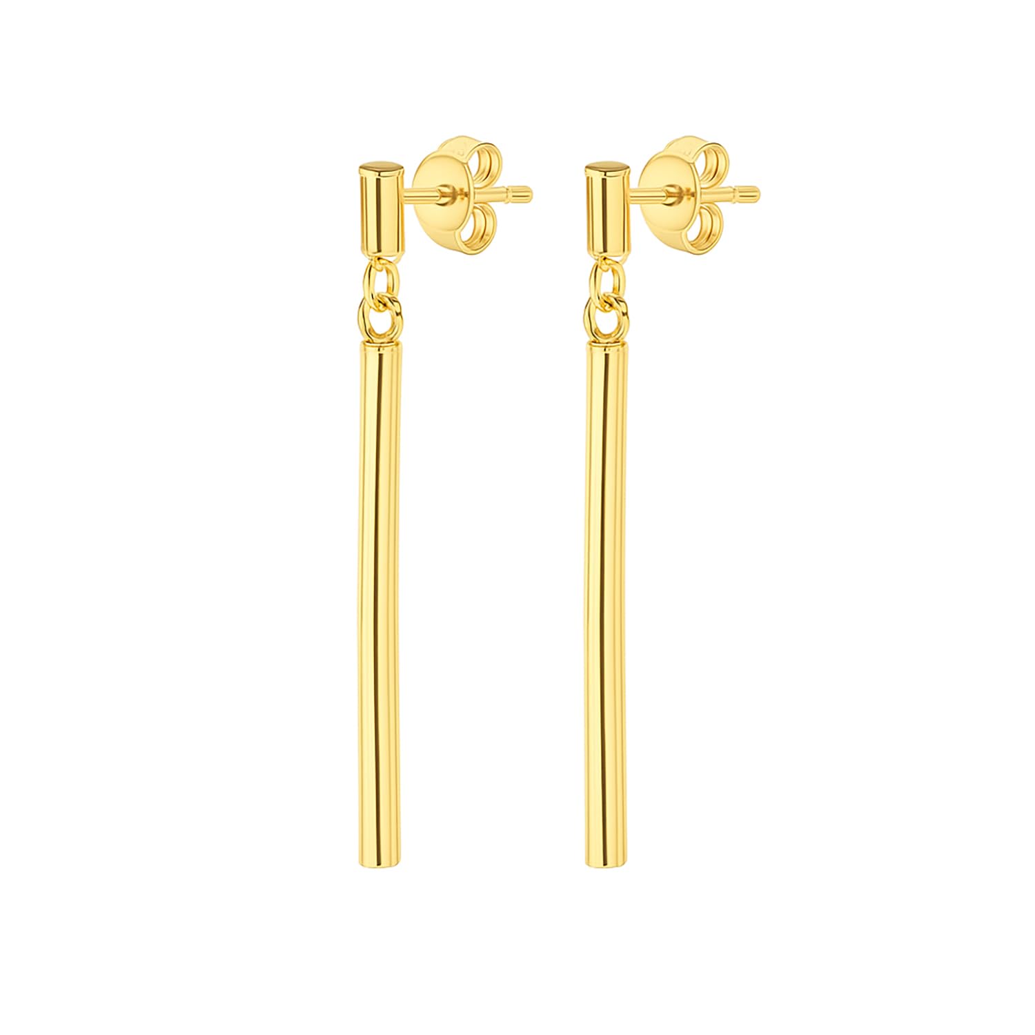 CARISSIMA Women's 9ct Yellow Gold Round Bar Drop Earrings