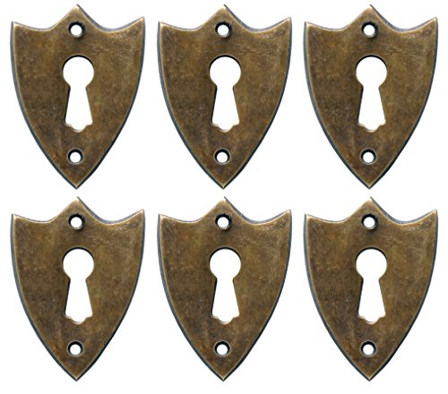 NDC Sheild Keyhole Escutcheons Brass Set of 6