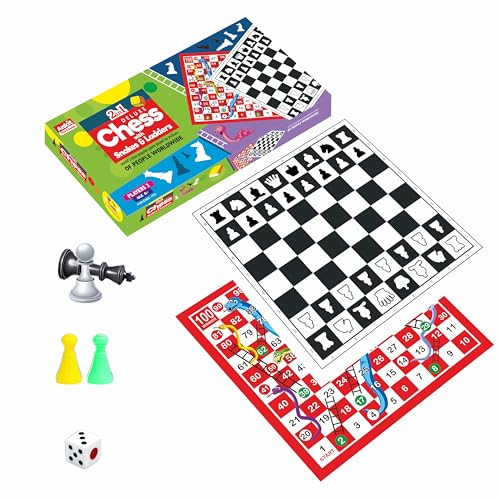 Image of Ankit Toys & Games 2in1 Chess and Snakes & Ladders Deluxe Board Game Premium Multi-Game Set Classic Strategy and Fun Game for Kids and Adults for Ages 6+ (Board Size 46 * 46 Cm)