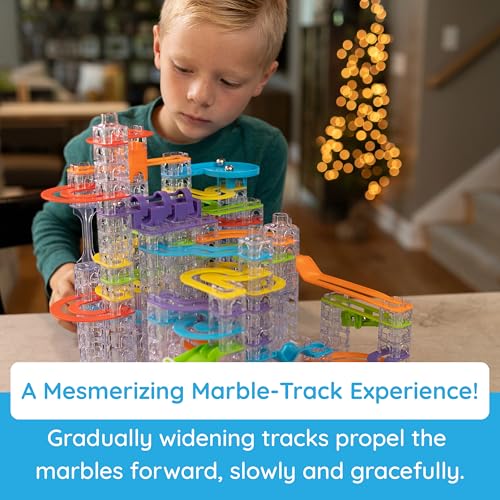 Image of Fat Brain Toys Trestle Tracks Pro Marble Run Set, 274-Piece Modular Marble Track, STEM Toys for Kids, Fun Science Kits for Girl and Boy Ages 8-13+ | Modular, slow-motion marble run building set. Open-ended creative construction. STEAM learning. Kids, tweens, ages 8 and up.
