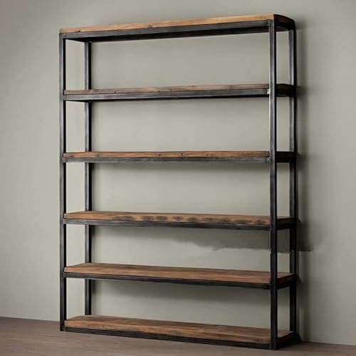 Craftthink Wooden 5-Tier Bookcase, Industrial Solid Open Back Bookshelf Standing Shelf With Shelves, Wood Style Display Book Shelves For Home Office Bedroom, 59" L X 12" W X 79" H #TOP24