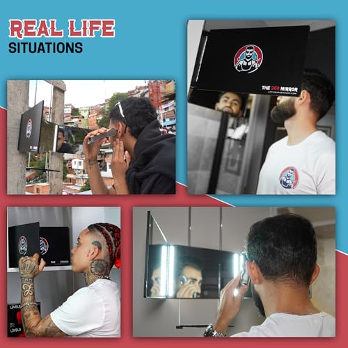 Image of The 360 Mirror 3 Way Barber Mirror with LED + Tray Trifold Self Haircuts
