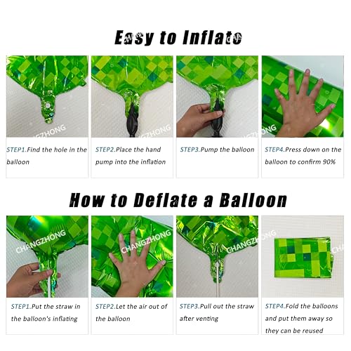 Image of 40 inch giant Green pixel miner game number 1 balloon | Large mining theme foil balloon 0-9 for pixel game parties children's birthdays party anniversary baby shower decoration