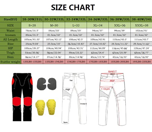 CBBI-WCCI Sportliche Motorrad Hose Mit Protektoren Motorradhose mit Oberschenkeltaschen (M = 30W / 31L, Armeegrün)