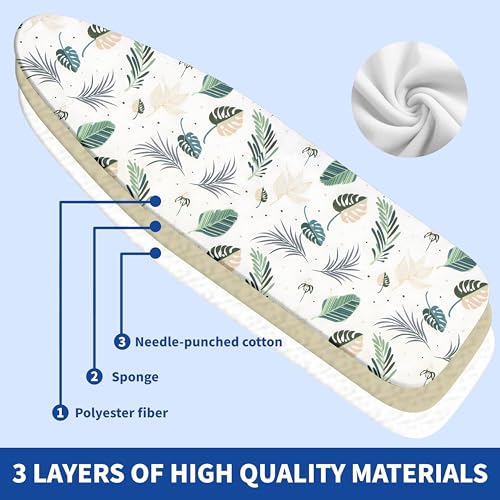 Ironing Board Cover and Pad,Thick Scorch Resistant Padding Green Leaves Print Iron Boards Covers,Standard Size Easy-Fastening Magic Tape & Elastic Edges for Secure Fit by yidfbfkid - Used condition - Image 2