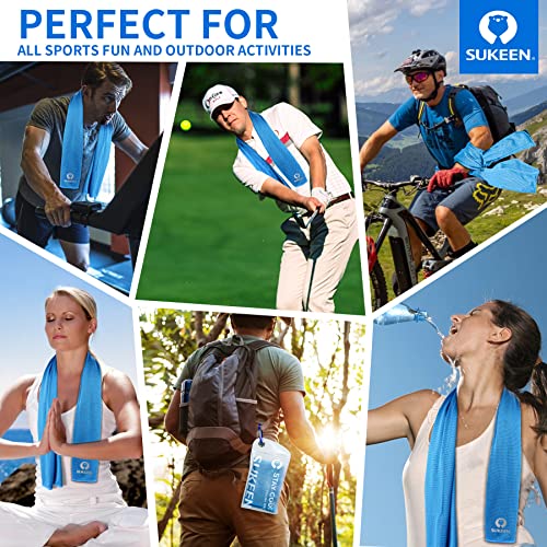 Sukeen [4 Pack Cooling Towel (40"x12"), Soft Breathable Chilly Microfiber Towel for Yoga,Sport,Running,Gym,Workout,Camping,Fitness,Workout & More Activities