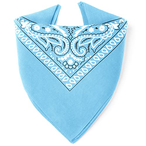 ...KARL LOVEN Bandana Bleu Ciel 100% Coton Paisley Foulard Fichu Bandeau Tour de Cou Tête Echarpe Pastel Bracelet Homme Femme Enfant