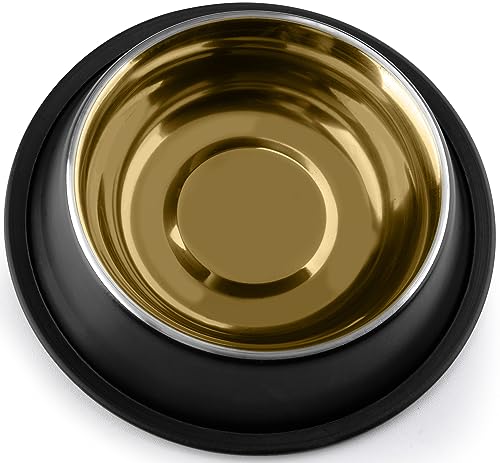 StilGut Aluminium Feeding Bowl for Dogs and Cats 0.4 L, Dog Bowl, Cat Bowl, Water Bowl - Black/Gold, 400 ml - Image 2