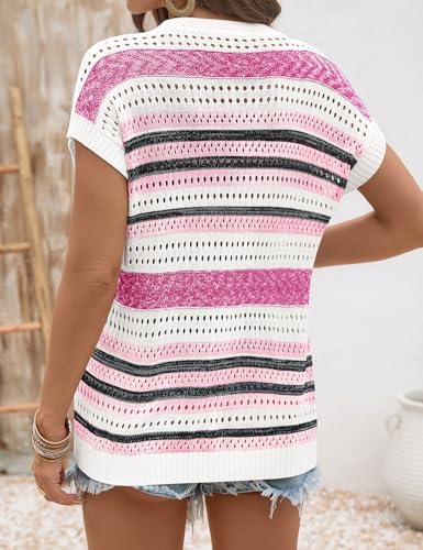 Image of Ivicoer Womens Spring Summer Tops Crochet Cap Sleeve Sweater Hollow Out Beach Vacation Clothes Trendy 2026 Loose Fit