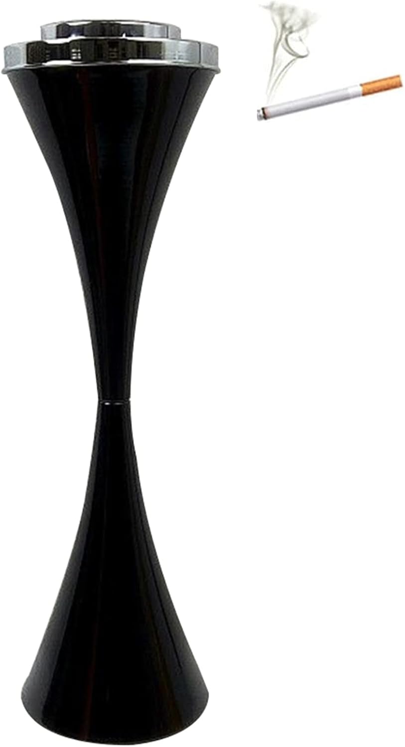 Standing Ashtray Outdoor for Patio, Large & Tall Outside Ashtrays for Cigarette Butt Receptacle Disposal, Commercial Metal Smokers Cigar Ash Tray Container with Lid, for Outside Patio Home Office