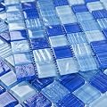 Lovdeco Mixed Blue Glass Mosaic Tiles, Pool Tiles, 12x12 Inch Glass Tile for Kitchen Backsplash, Bathroom Shower Wall and Swimming Pool, 5 Sheets