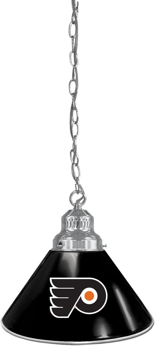 Philadelphia Flyers Pendant Light with Black Shades with Chrome Fixture by Holland Bar Stool