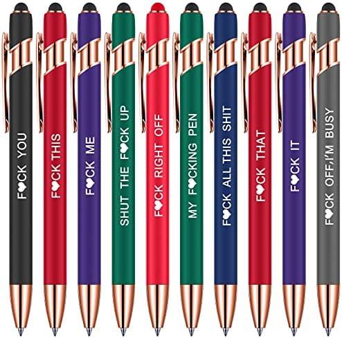 Pasisibick Confezione da 12 penne a sfera arancione con punta stilo, pennino 2 in 1 in metallo, punta media da 1,0 mm, penna liscia per tablet touch screen