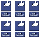 6 Aufkleber-Sets mit Videoüberwachung Piktogramm und seperatem Schriftzug 