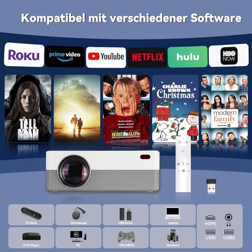 Lottsall Mini-beamer voor mobiele telefoon, beamer Full HD 1080P ondersteund, 5G WiFi Bluetooth mini-projector voor iPhone/PC/PS5, thuisbioscoop, videobeamer, compatibel met iOS/Android/HDMI/USB/TV - Image 6