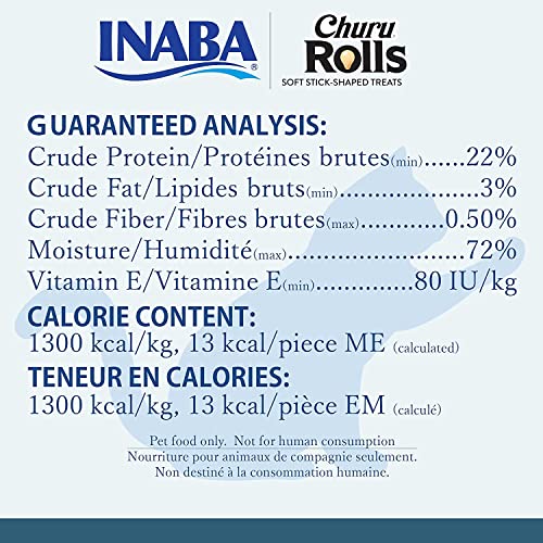 INABA Churu Rolls Reich an Hähnchen und Thunfisch Katzenleckerlis | Getreidefrei, Zuckerfrei, ohne künstliche Aromen Katzensnacks 40 g (3er Pack)