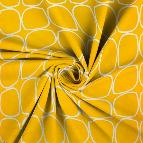 Image of la' amour Pure Cotton 220tc Flat Single Bedsheets for Summer Breathable | Wrinklefree Super Soft (Size-60 X 90 Inch or 228x152 cm) with 1 Pillow Covers (Size-17 X 27 Inches,Oval Print Yellow & White)| TC - 220