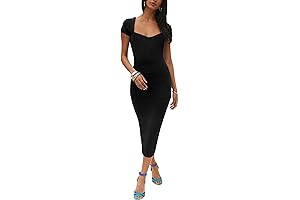 Women Casual Sweetheart Ribbed Bodycon Slim Fit Dress
