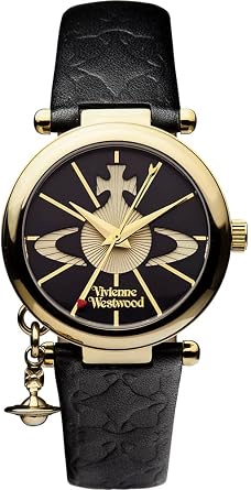 Vivienne Westwood Orb Womens Quartz Watch with Black Dial and Black Leather Strap VV006BKGD