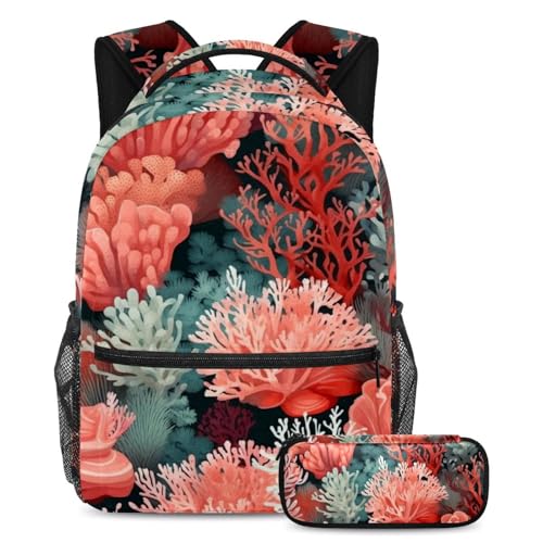 Sac à dos polyvalent grand confort avec deux pièces et motif coraux marins