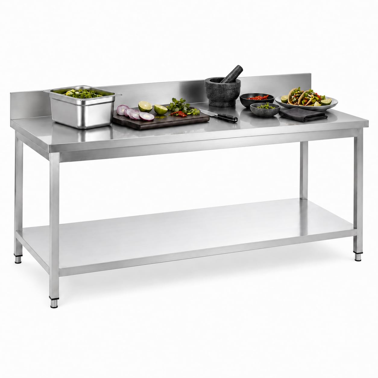 ZORRO Edelstahl Arbeitstisch mit Aufkantung - 600er Tiefe - 1600x600x950 mm