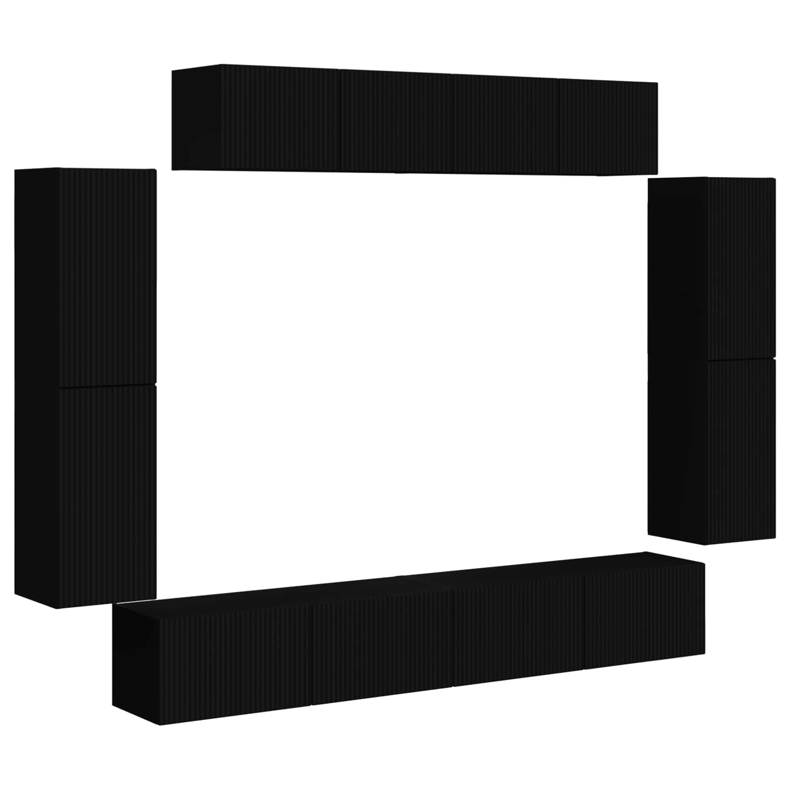 Mobile TV a Parete 8 pz Nero, Design Moderno