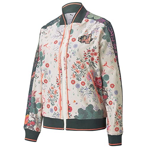 Puma Womens Liberty X Floral Casual Athletic Outerwear Casual Full Zip Moisture Wicking - Beige - Size S #TOP2