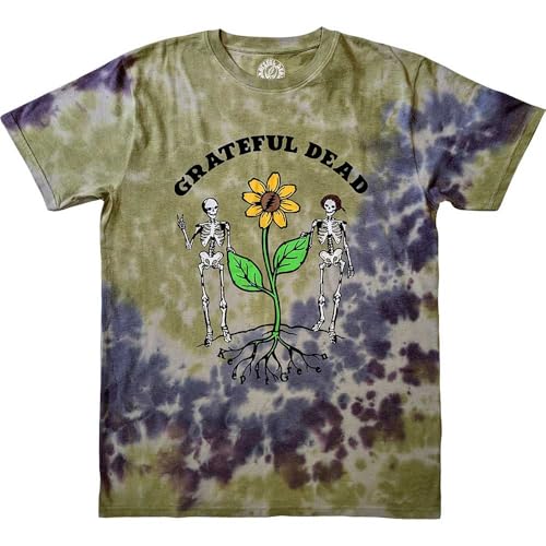 T-shirt Grateful Dead imprimé graphique avec traitement délavé vert unique