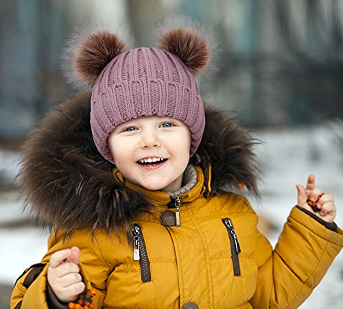 Arctic Paw Girls Beanie with Pom Pom Hats for Gilrs Winter Hat Toddler Beanies3