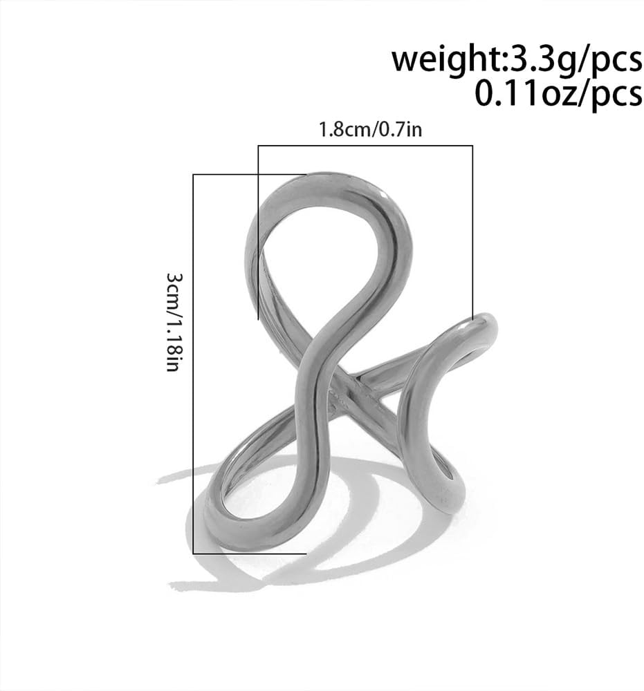 Gold Irregular Thumb Rings for Women Chunky Non Tarnish Stainless Steel Spiral Ring Adjustable Wave Womens Thumbs Rings Unique Ladies Statement Jewelry - Image 3