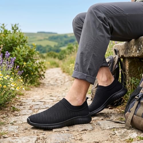Image of TIOSEBON Men's Slip On Walking Shoes Arch Support Knit Mesh Lightweight Casual Comfortable Gym Workout Running Tennis Travel Standing Sneakers