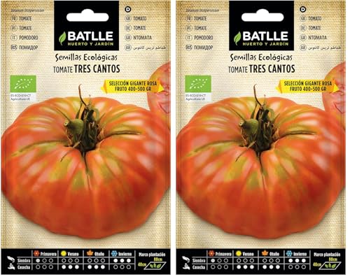 Battle - Semi Ecologici Pomodori Tres Cantos Giganti Rosa (85 Semi - Bio) (Confezione da 2)