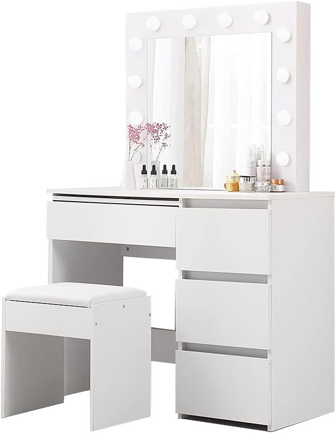 Levede Dressing Table Stool Set Makeup Mirror Jewellery Organizer LED Home