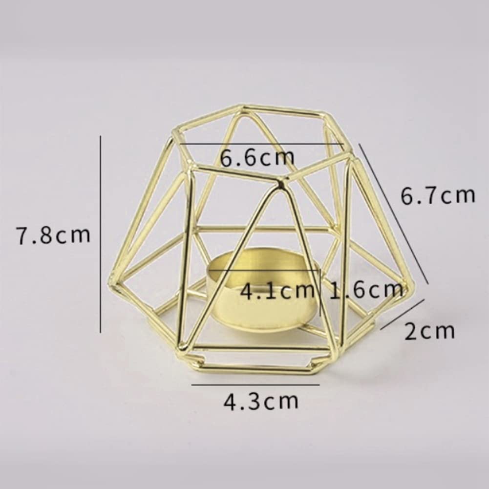8 x goldene geometrische Teelichthalter Metall für Wohnzimmer und Badezimmer
