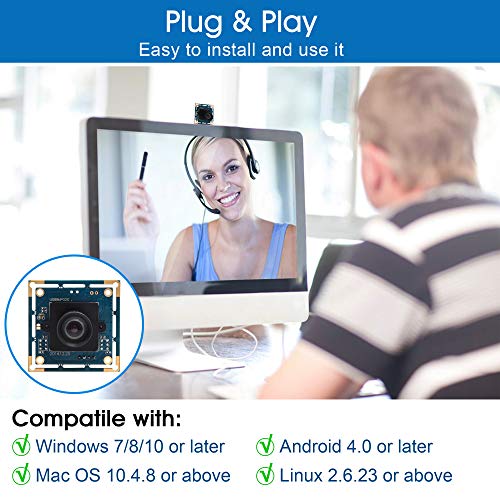 ELP Webcam 8 MP, modulo fotocamera USB con FOV 75