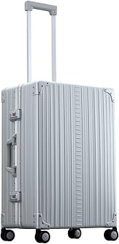 Aleon All Aluminum Lightweight 26" Carry-on Luggage - Hardside Suitcase, TSA Approved, Hard Shell for Travel, Airline Approved Hard Spinner Wheels Platinum