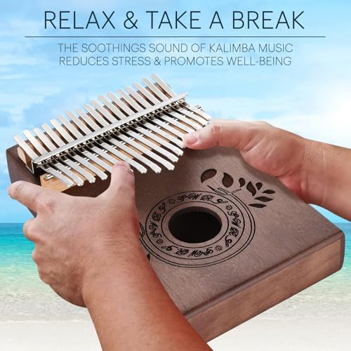 UNOKKI Kalimba 17 Key Thumb Piano | Premium, Lightweight & Durable Mahogany Marimba Mbira - Chocolate Brown | Anxiety & Stress Relief Instrument | Great Gift for Kids & Adults - Image 3