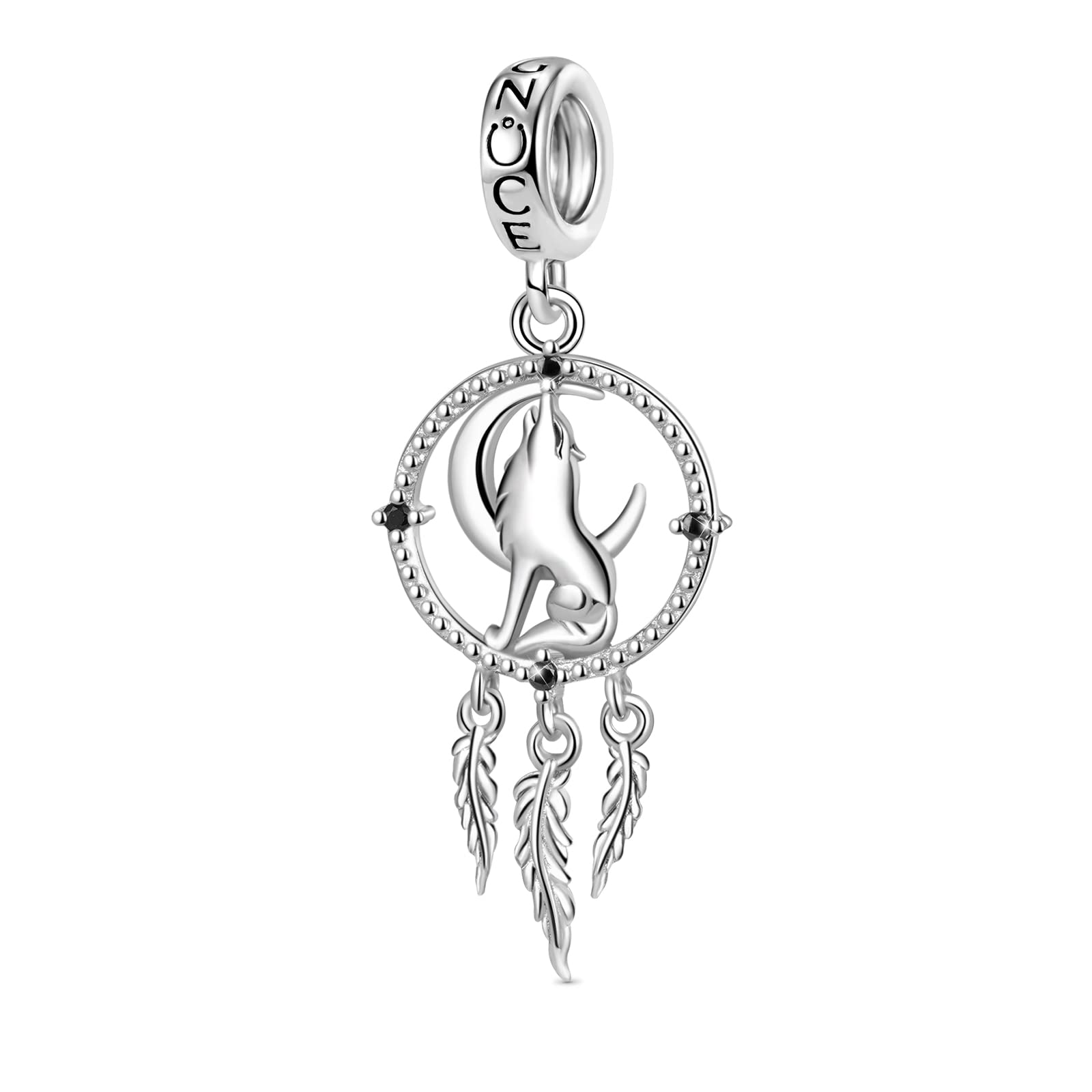 GNOCE Lupo Acchiappasogni Ciondolo Charm 925 Sterling Silver Phoenix Charms per Charms Bracciale Regalo per Donna Fit Collana/Braccialetto