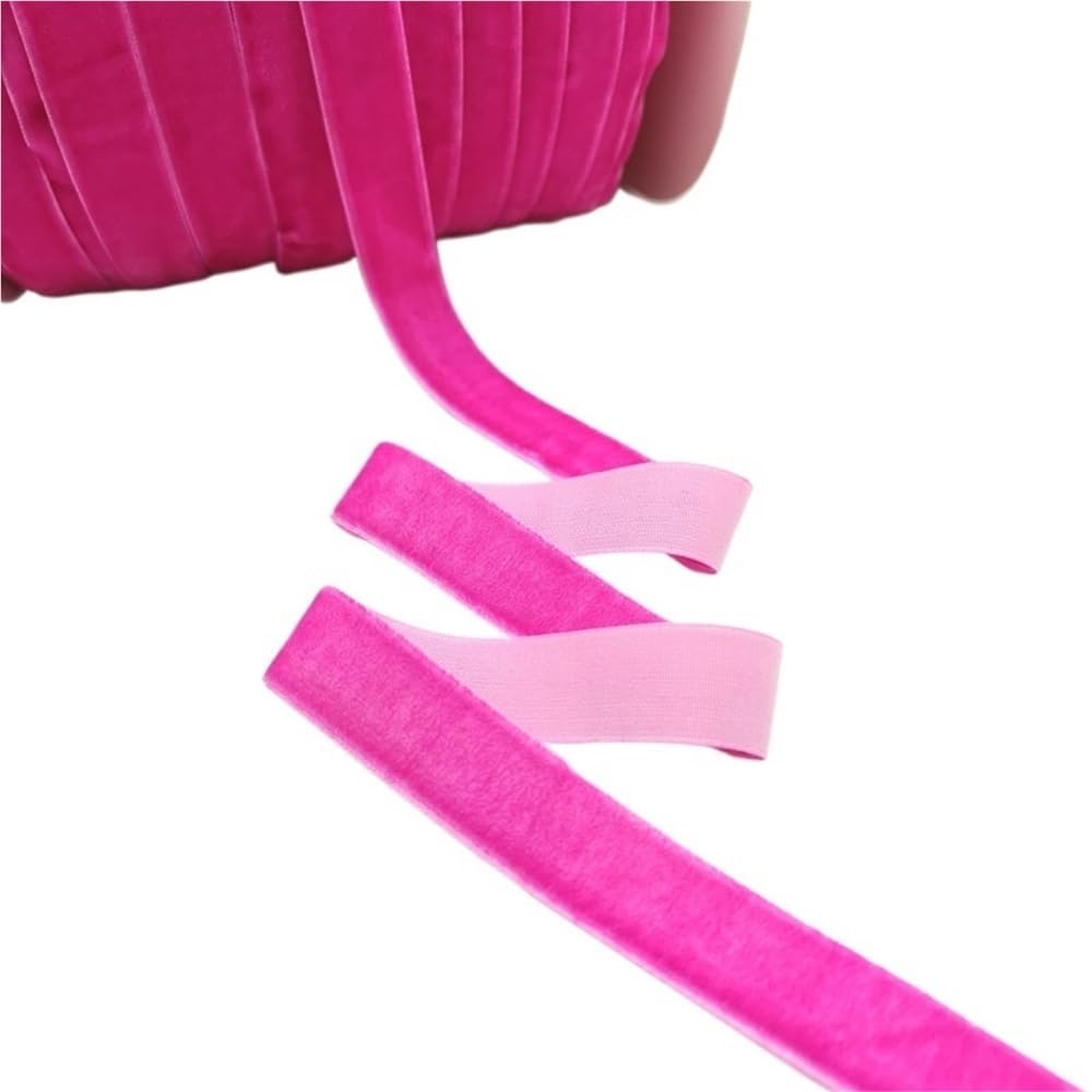 WEITINGKKK Ribbons for Gift Wrapping, Wedding Decor Ribbons 5 Yards Multicolor Velvet Ribbon 6-25mm Handmade Fringe Fabric(Light Rose,10mm)