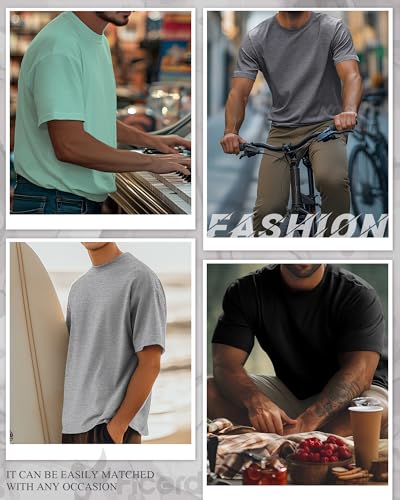 Ficerd 8 Pack Men's Big and Tall Shirts Short Sleeve Cotton Tee Summer Crew Neck Top Multipack3
