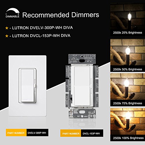 Crlight 2W 250Lm Dimmable Led Candelabra Bulb 2500K Warm White, 25W Equivalent E12 Base Led Candle Bulbs, Antique Ca11 Flame Shape Clear Glass Chandelier Light Bulbs, Pack Of 8 #TOP4