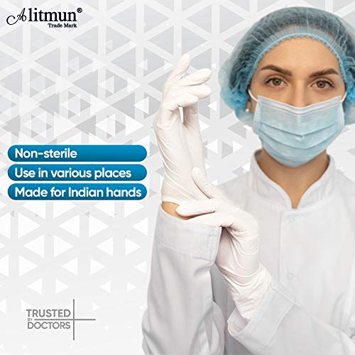 Image of Safe Touch Latex gloves, Medical Examination Gloves Pack of 100, Large Size, Disposable Powdered Hand Gloves, Non-Sterile Gloves