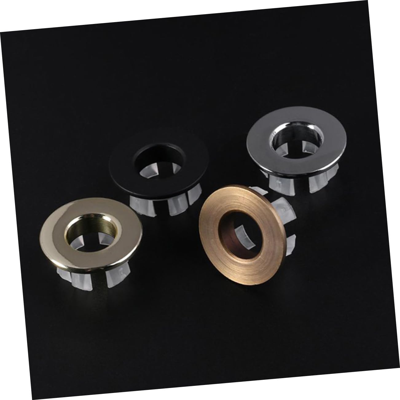 Mikikit 4Pcs Bathroom Sink Overflow Covers Durable Caps for Basins Easy Installation Lightweight Decorative Rings for Home Hotel Use
